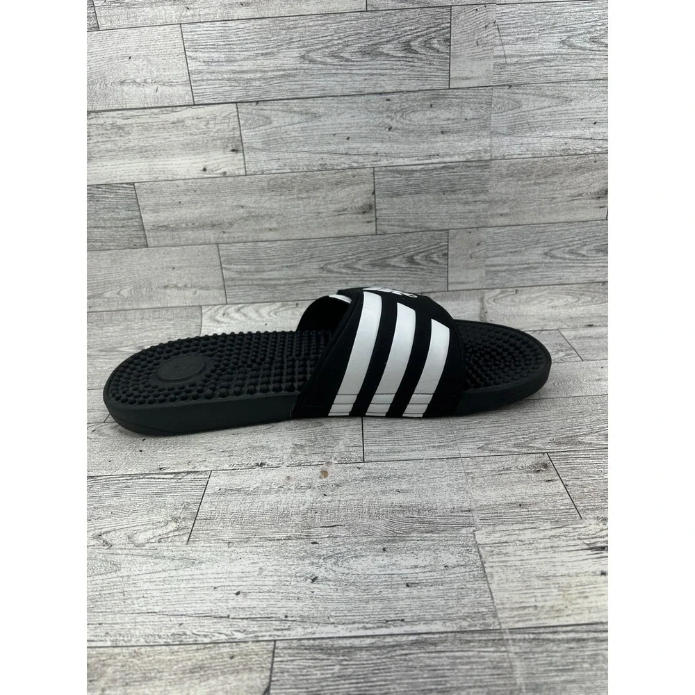 Adidas Adissage Men Black White Massage Footbed Slide Sandals F35580 Size‎ 12